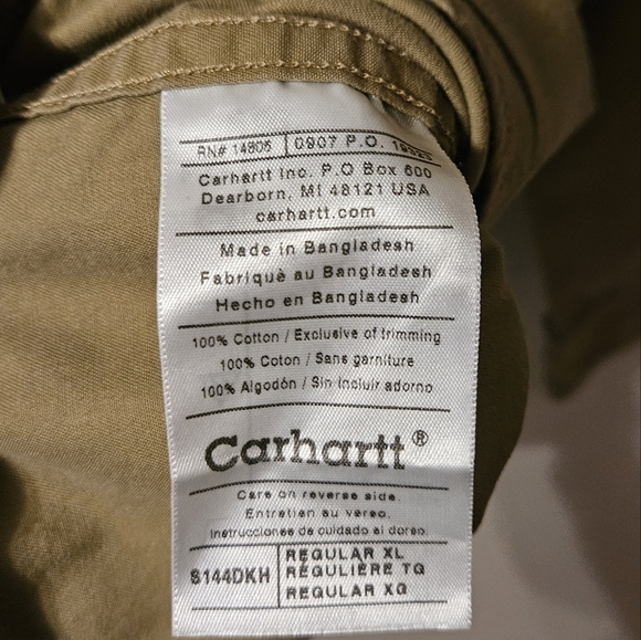Carhartt mens XL tan long sleeve button down shirt - Picture 3 of 5